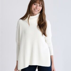 Mersea Cream Cable Knit Cowl Neck Pullover Sweater Size OS